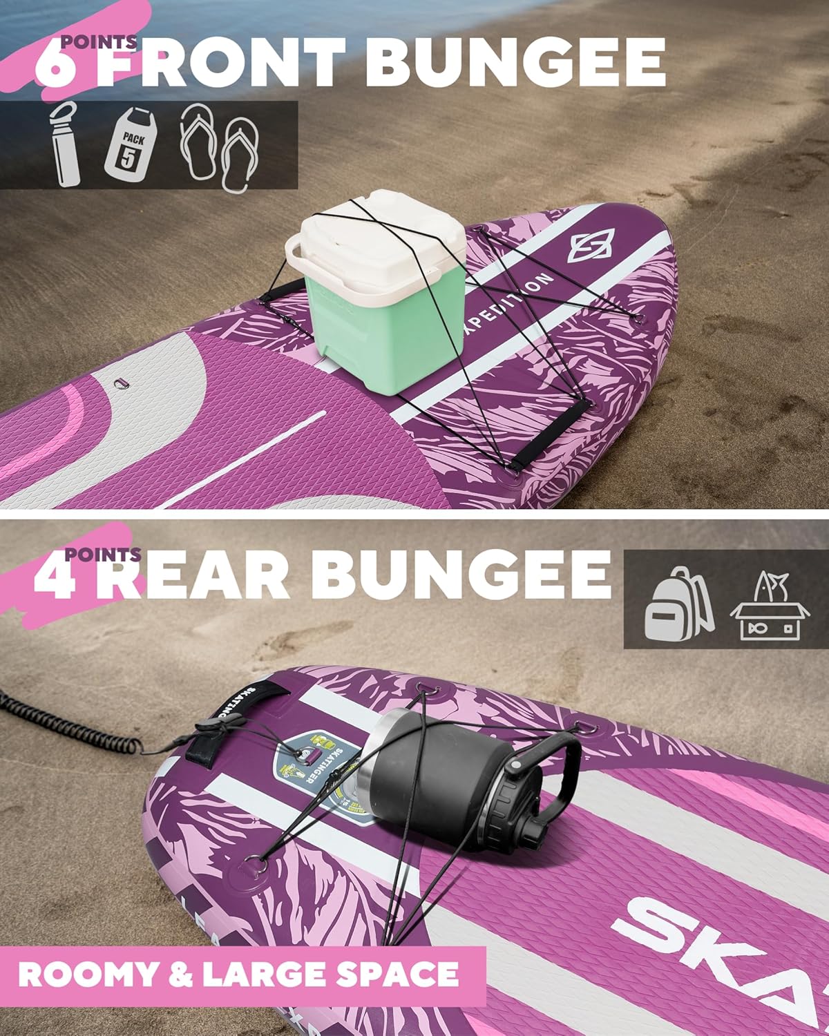 Leafy Expedition Pink 350x89x15 cm (11'6'') Yoga SUP Brett