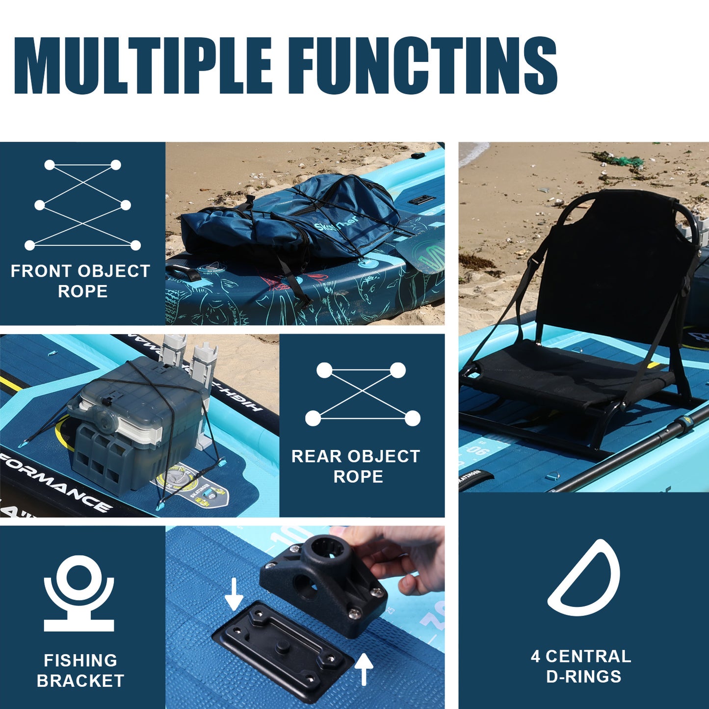 Angel-SUP 12′4″ – SKATINGER® aufblasbares Paddle Board für Angler