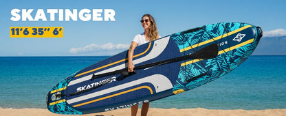 Leafy Expedition Blau 350x89x15 cm (11'6'') Yoga SUP Board