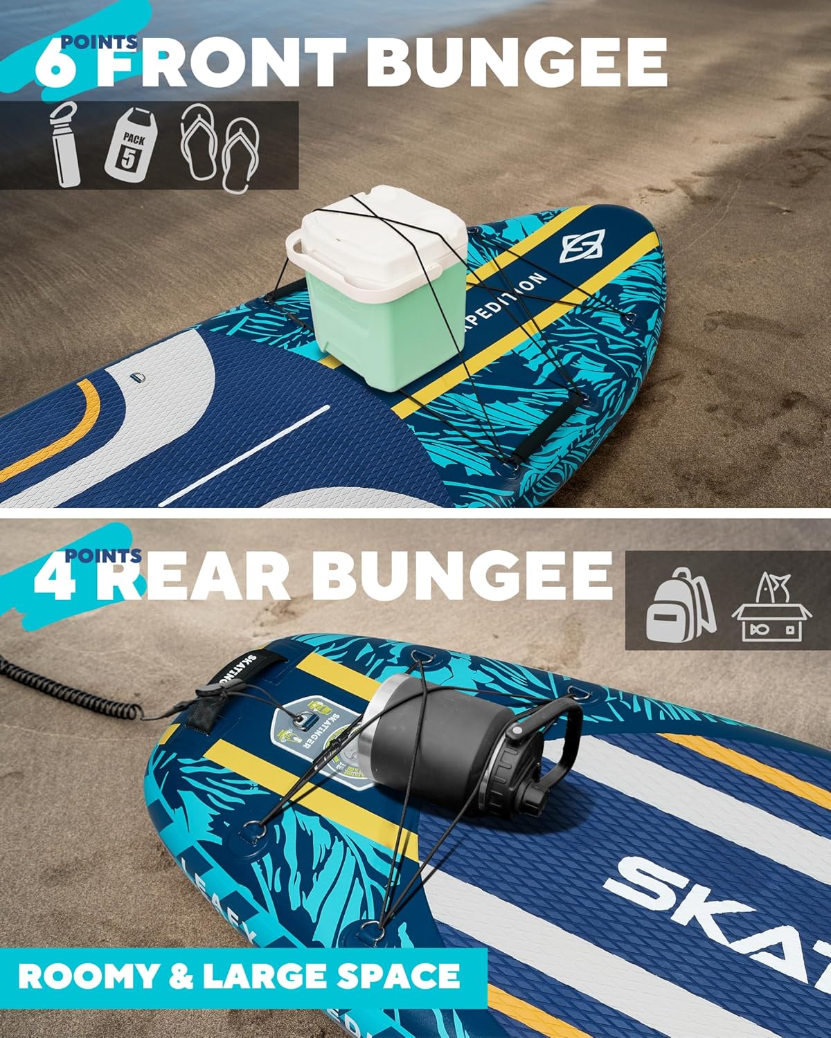 Leafy Expedition Blau 350x89x15 cm (11'6'') Yoga SUP Board