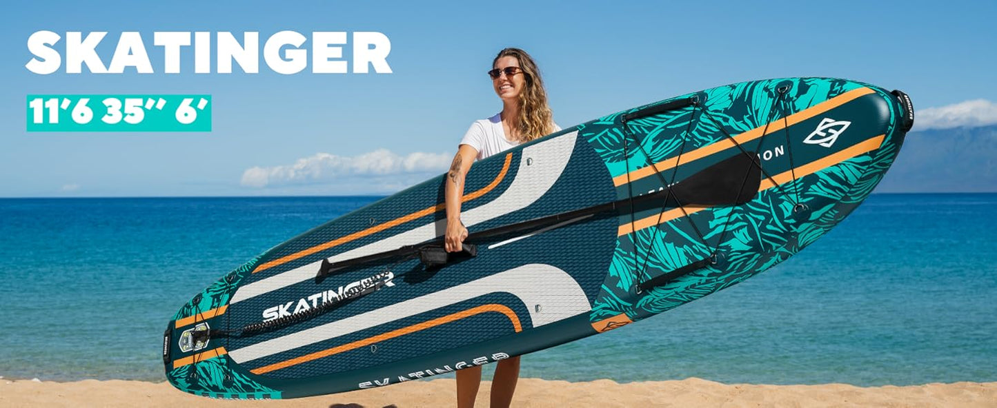 Leafy Expedition Grün 350x89x15 cm (11'6'') Yoga SUP Board