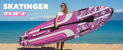 Leafy Expedition Pink 350x89x15 cm (11'6'') Yoga SUP Brett